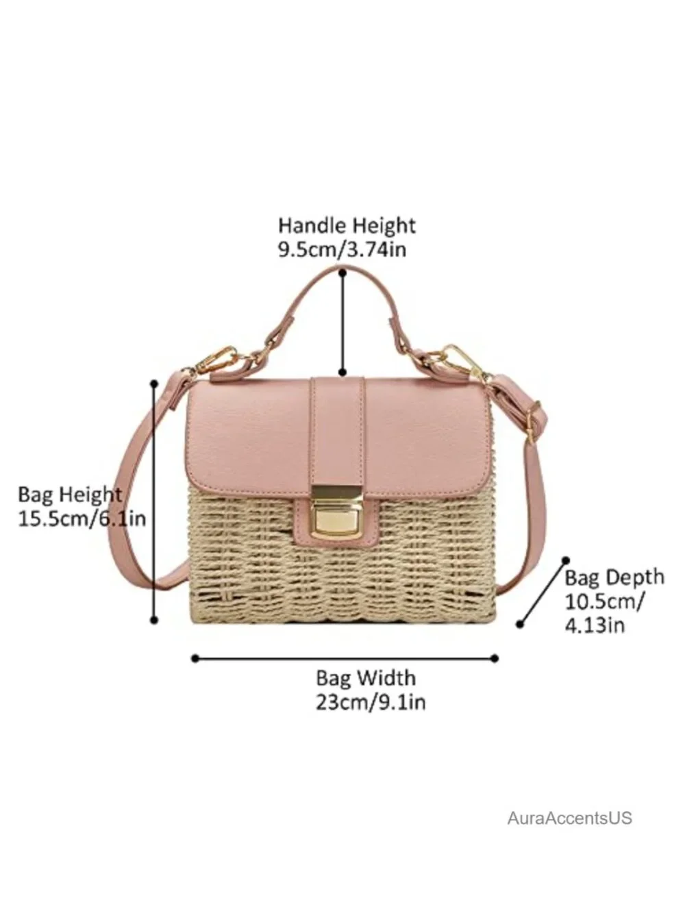 Small Straw Crossbody Bag Rattan Woven Top Handle Handbag Envelope Purse